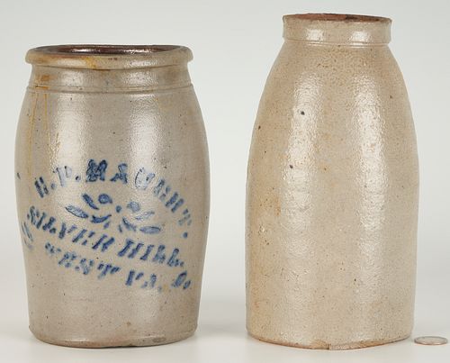 2 SOUTHERN STONEWARE POTTERY JARS, INCL.