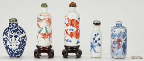 5 ASIAN PORCELAIN SNUFF BOTTLES 3878fa