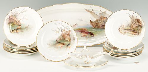 MEISSEN PORCELAIN FISH SET 16 38791a