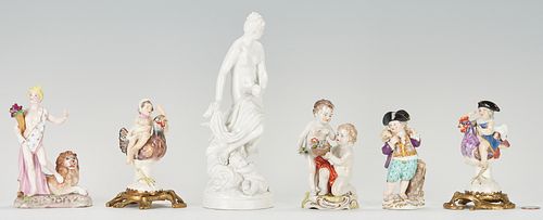 6 EUROPEAN PORCELAIN FIGURES, INCL.