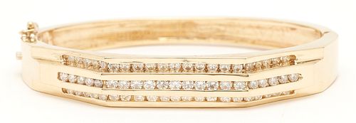 14K GOLD DIAMOND BANGLE BRACELETLadies 38796d