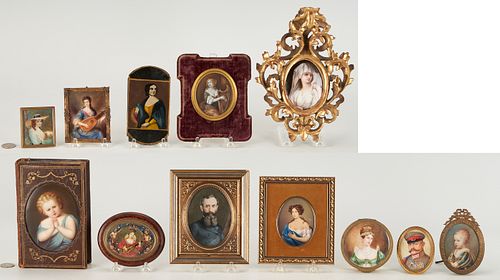 12 MINIATURE PORTRAIT ITEMS, INCL. MILITARY,