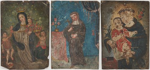 3 EARLY MEXICAN RETABLOS, OUR LADY