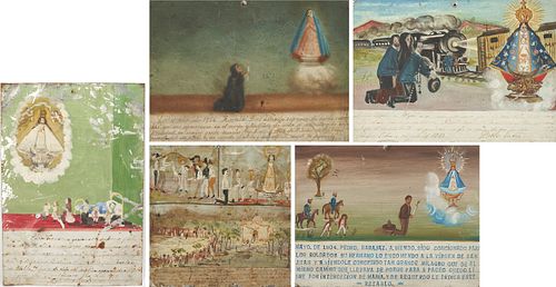 5 MEXICAN FOLK ART EX-VOTO RETABLOS