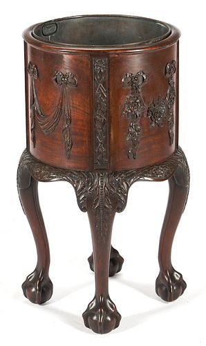 BRITISH MAHOGANY WINE COOLER ON