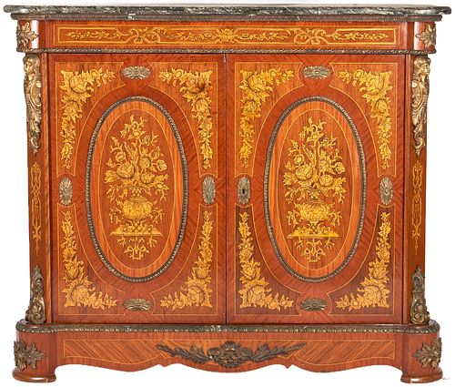 LOUIS XV STYLE MARBLE TOPPED CABINET 387a4a