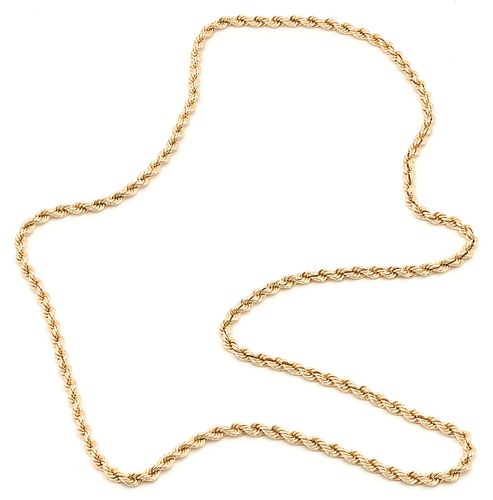 14K GOLD ROPE CHAIN NECKLACE, 36"