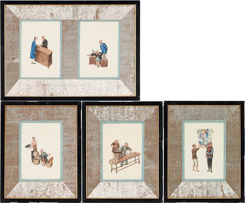 5 CHINESE PAINTINGS OF TRADESMEN 387b4b