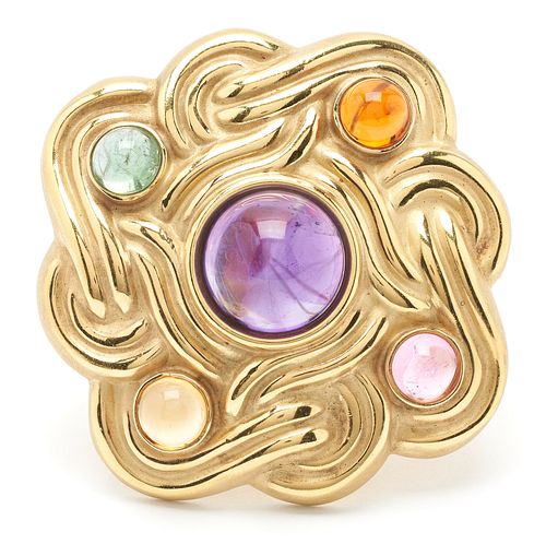 18K CELTIC GEMSTONE BROOCHLadies 387b5e