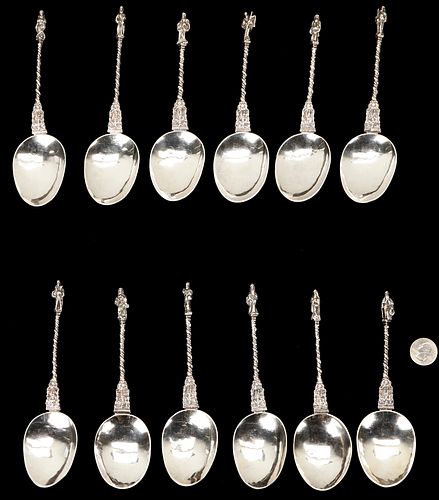 12 STERLING SILVER APOSTLE SPOONS  387b74