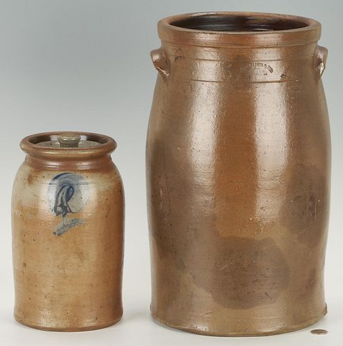 2 STONEWARE POTTERY JARS, KENTUCKY