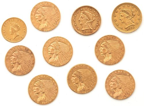 10 GOLD COINS INCLUDING 2 1/2 &