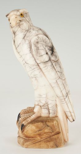 CARVED MARBLE SCULPTURE OF A FALCONCarved 387c2e