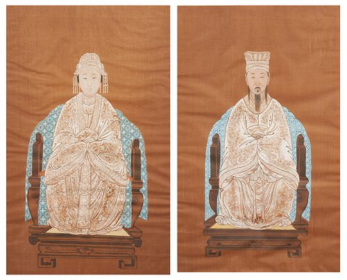 PAIR ASIAN ANCESTOR PORTRAITSPair 387c63