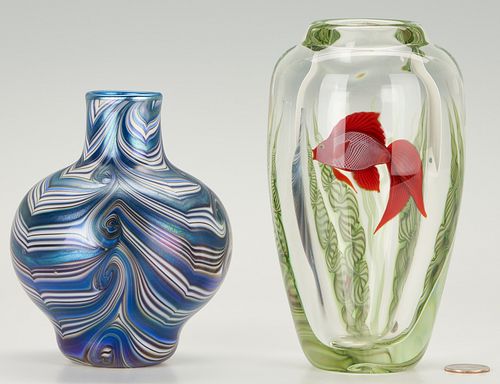 2 ORIENT & FLUME ART GLASS VASES: