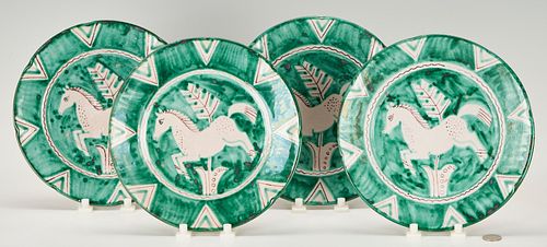 4 1930S VIETRI ITALY POTTERY PLATES,