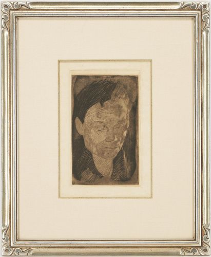 KATHE KOLLWITZ ETCHING, FRAUENKOPFKathe