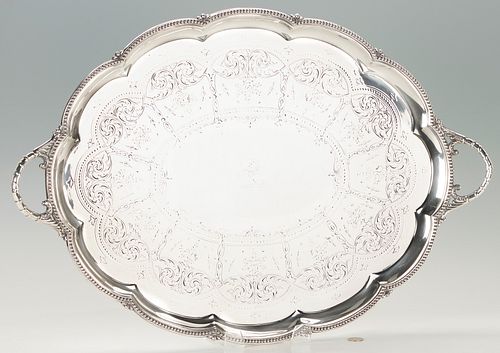 SILVERPLATED OVAL TEA TRAY WITH 387d4e