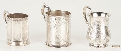 3 COIN SILVER MUGS INCL HARDING  387d5b