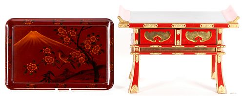 2 JAPANESE LACQUERED ITEMS, MINIATURE