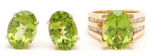 18K PERIDOT DESIGNER RING EARRINGS1st 387d89