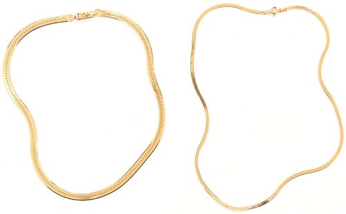 TWO (2) 14K GOLD OMEGA NECKLACES1st