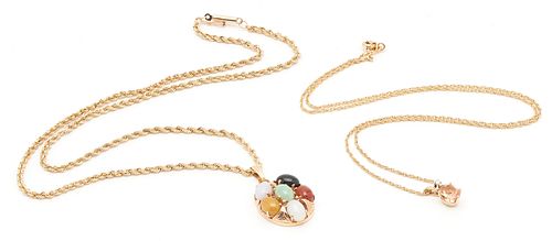 2 14K YELLOW GOLD NECKLACES W/