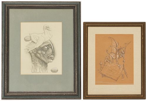 2 WERNER WILDNER SURREALIST DRAWINGSTwo