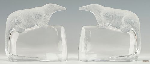 PAIR OF LALIQUE ANTEATER CRYSTAL 387df0