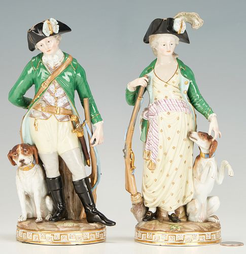 PAIR MEISSEN FIGURES HUNTER AND 387e04