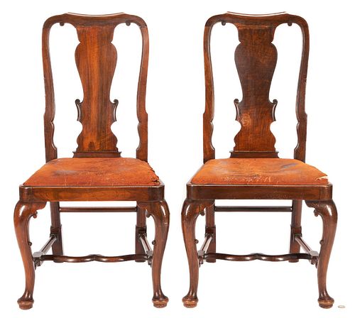 PAIR QUEEN ANNE STYLE MAHOGANY