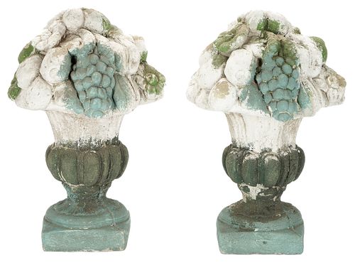 PAIR OF CAST CONCRETE GARDEN URNSPair