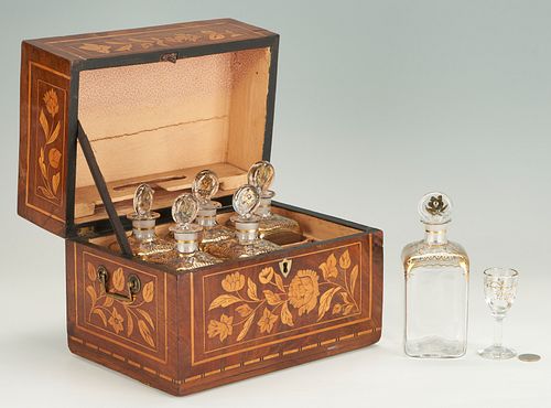 DUTCH MARQUETRY TANTALUS OR PORTABLE