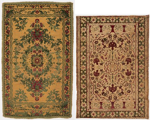 2 PERSIAN WOVEN VELVET TEXTILES