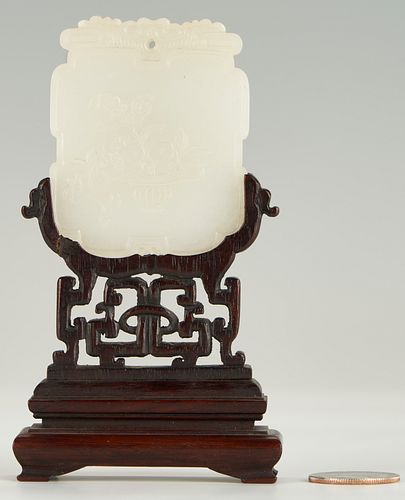 CHINESE WHITE JADE PLAQUE WITH