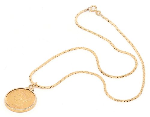 $5 DOLLAR LIBERTY GOLD COIN NECKLACELadies