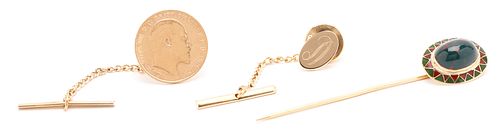 BRITISH HALF SOVEREIGN TIE TACK, 14K