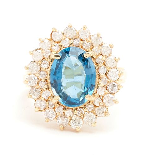 14K BLUE TOPAZ DIAMOND RINGLadies 387ed2