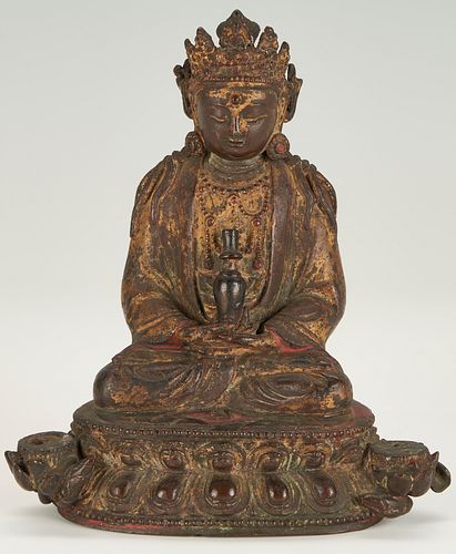 EARLY CHINESE GILT BRONZE BUDDHAEarly 387f10