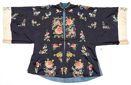 CHINESE BLUE SILK ROBE W FORBIDDEN 387f28