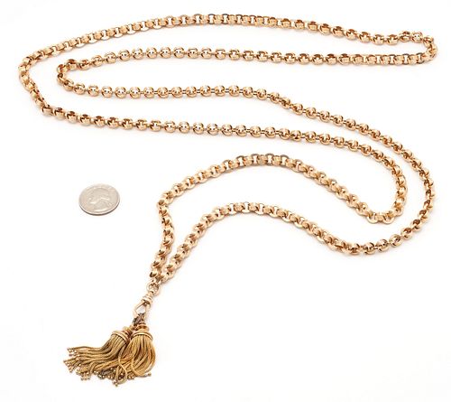 ANTIQUE 14K GOLD TASSEL CHAIN  387f2c