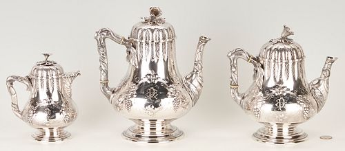 EARLY GORHAM COIN SILVER TEA SET  387f53