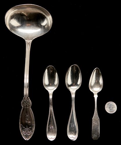 GROUP OF TN COIN SILVER FLATWARE