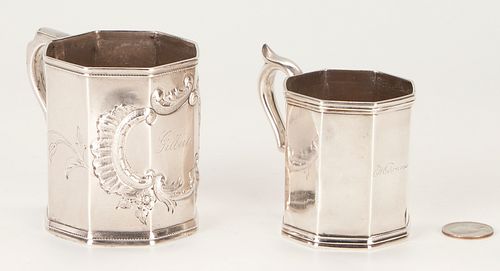 2 COIN SILVER MUGS WITH CHARLESTON  387f71