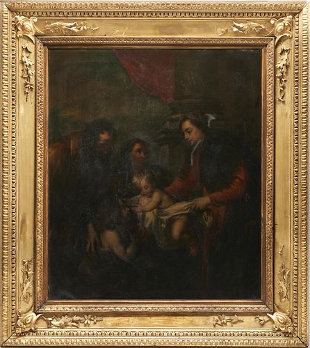 LARGE OLD MASTER STYLE OIL, HOLY FAMILY