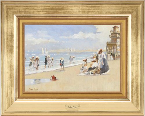 PETER PRICE O B BEACH SCENE PAINTING 387fa6