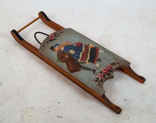 SCENIC HAND PAINTED SLEIGH SIGNEDMiniature 387fe0