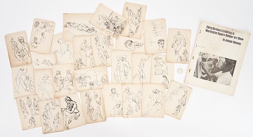 GROUPING OF 30 JOSEPH DELANEY SKETCHES,