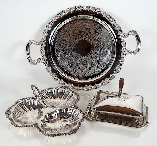LOT OF SILVER PLATE SERVING ARTICLESSilver