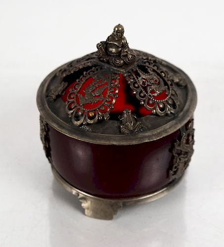 CHINESE SILVER, CARNELIAN GLASS